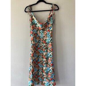 Rolla Coster Ditsy Floral Spaghetti Strap Tie Cowl Neck Midi Slip Dress Large